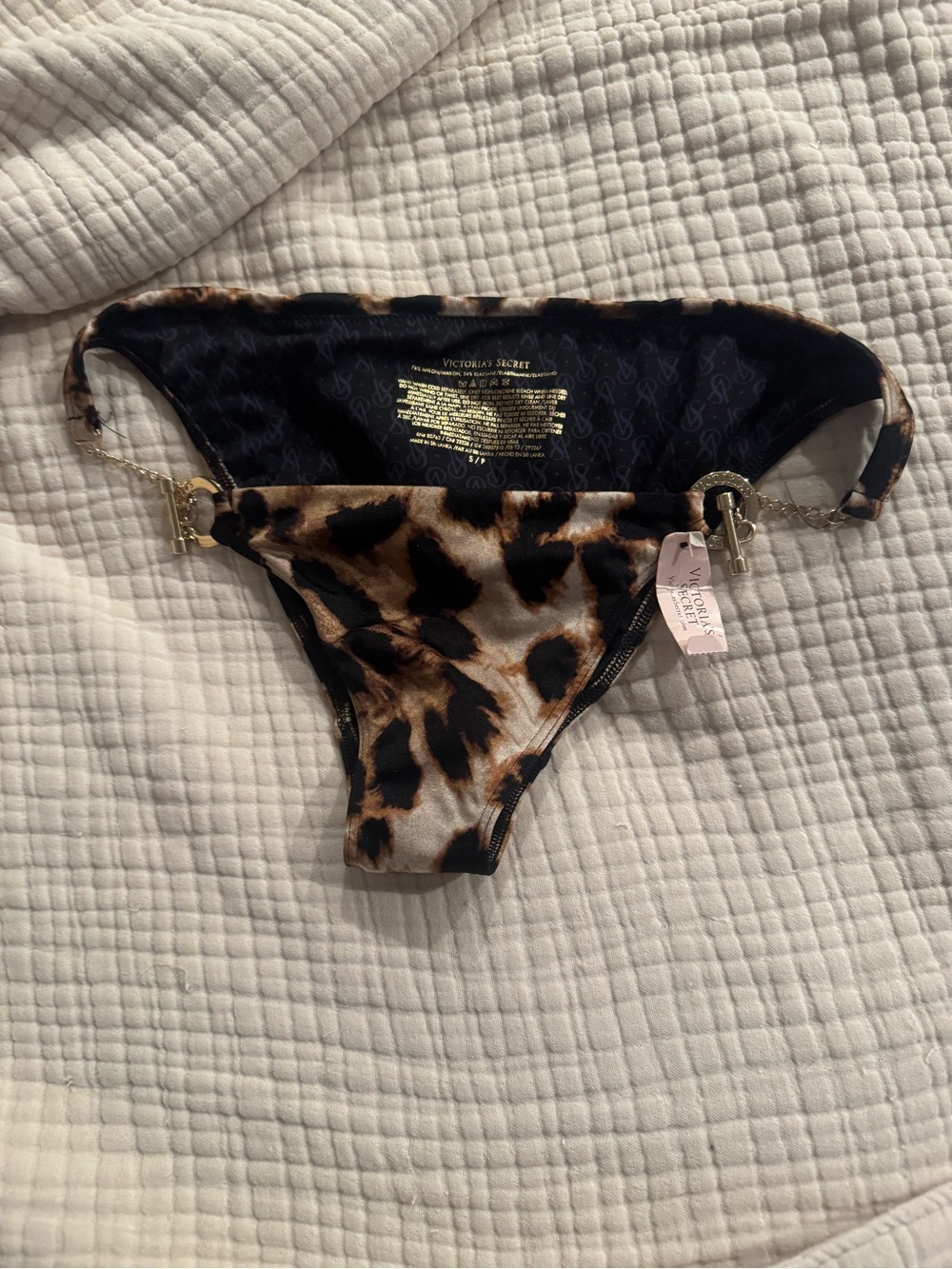 Brand new Victoria's Secret Leopard Print Bikini Bottoms with Gold Accents